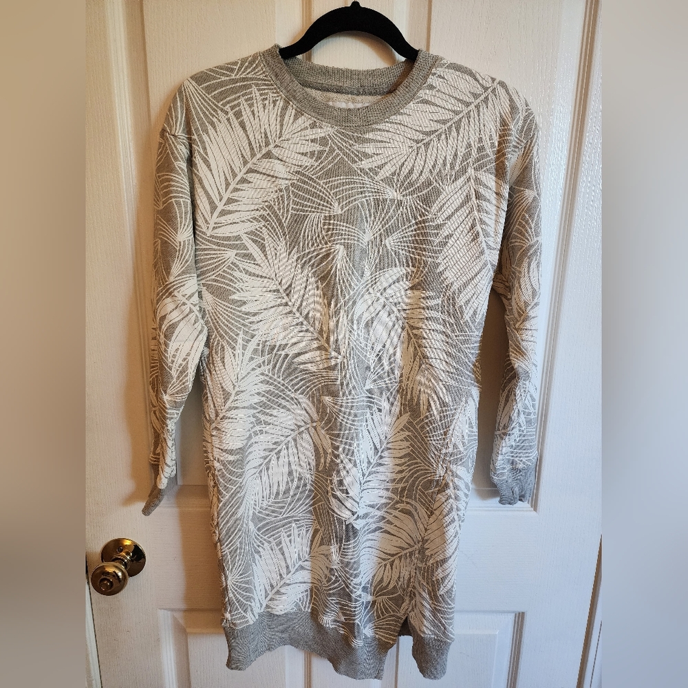 Current Elliot Gray Leaf Sweatshirt Mini Dress Open Back Size 0